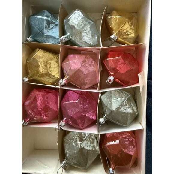 VINTAGE ‘94 Russia PUFFY HEXAGON BLOWN GLASS PART MERCURY GLASS ORNAMENTS 11 - Picture 1 of 7